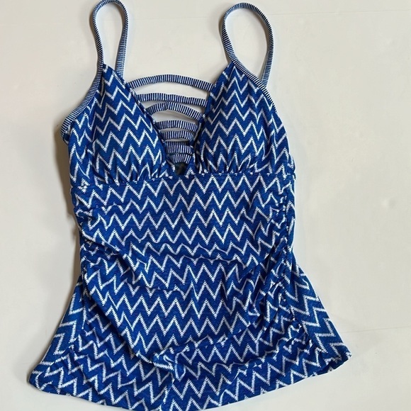 PB Sport Blue Mountain Shadow Tankini Tank Top Size 12 NWT - Picture 1 of 9